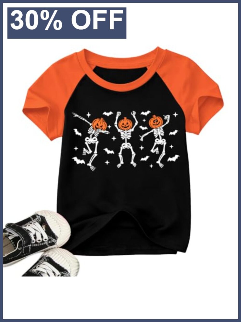 Kids Halloween Graphic Tee Raglan Sleeve Spooky Season Shirt